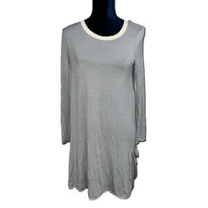 SEA Gypsies White Blue Stripes Long Sleeve Dress with Pockets size Small